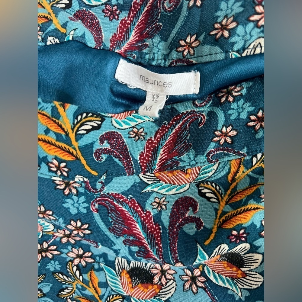 Maurice’s Floral Bohemian Babydoll Mini Dress Medium - Picture 7 of 12